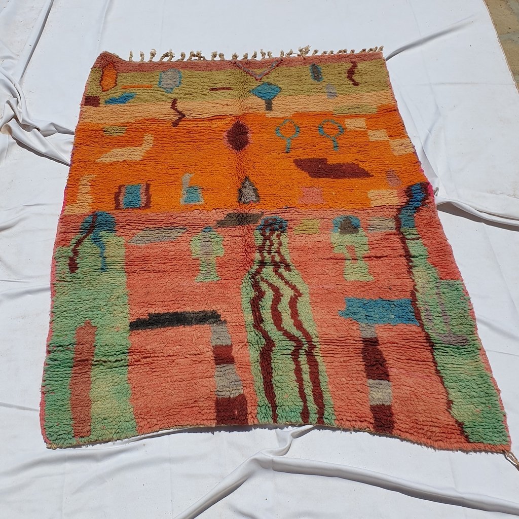 HALWA | 6'3x4'8 Ft | 190x150 cm | Moroccan Colorful Rug | 100% wool handmade - OunizZ