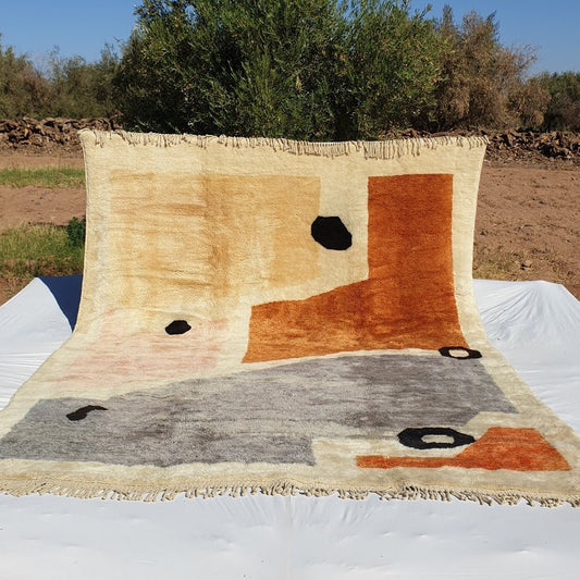 Handcrafted BENI MOROCCAN RUG | Dye Wool Authentic & Soft Rug | Berber Moroccan Rug | Moroccan Woolen Carpet Araga | 13'1x9'8 Ft | 4x3 m - OunizZ