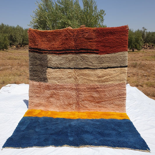 Handcrafted BENI MOROCCAN RUG | Dye Wool Authentic & Soft Rug | Berber Moroccan Rug | Moroccan Woolen Carpet Kimma | 10'4x7'3 Ft | 3,17x2,24 m - OunizZ