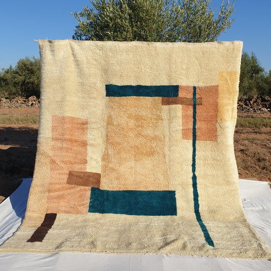 Handcrafted BENI MOROCCAN RUG | Dye Wool Authentic & Soft Rug | Berber Moroccan Rug | Moroccan Woolen Carpet Tarila | 10x8'5 Ft | 3x2,60 m - OunizZ