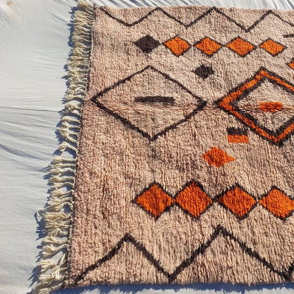 Hawra - Pink Shag Rug Moroccan Beni Ourain Soft & Thick for Living Room or bedroom | Handmade with Authentic Berber Wool | 10'4x6'4 Ft | 3,16x1,95 m - OunizZ