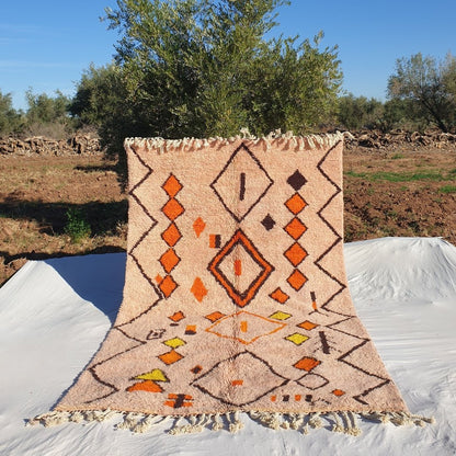 Hawra - Pink Shag Rug Moroccan Beni Ourain Soft & Thick for Living Room or bedroom | Handmade with Authentic Berber Wool | 10'4x6'4 Ft | 3,16x1,95 m - OunizZ