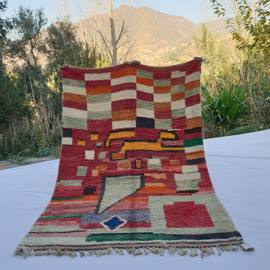Hazza - MOROCCAN RUG BOUJAD | Moroccan Berber Rug | Colorful Rug Moroccan Carpet | Authentic Handmade Berber Bedroom Rugs | 8'89x5'48 Ft | 271x167 cm - OunizZ