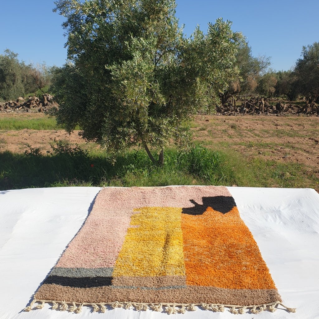 Idouh - MOROCCAN BOUJAAD RUG | Berber Colorful Area Rug for living room Handmade Authentic Wool | 9x6'3 Ft | 275x191 cm - OunizZ