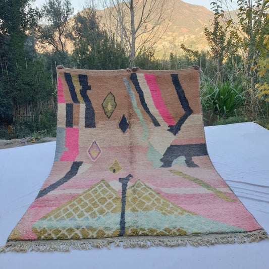 Ifoulki - MOROCCAN RUG BOUJAD | Moroccan Berber Rug | Colorful Rug Moroccan Carpet | Authentic Handmade Berber Bedroom Rugs | 10'10x7'08 Ft | 308x216 cm - OunizZ