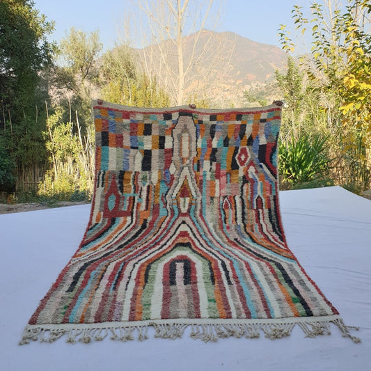 Ijja - MOROCCAN RUG BOUJAD | Moroccan Berber Rug | Colorful Rug Moroccan Carpet | Authentic Handmade Berber Bedroom Rugs | 9'84x6'39 Ft | 300x195 cm - OunizZ