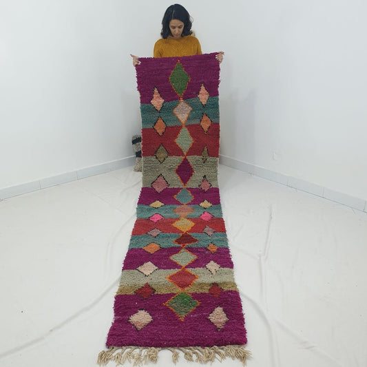 JOHER Runner | 10'4x2'6 Ft | 3,18x0,78 m | Moroccan Colorful Rug | 100% wool handmade - OunizZ