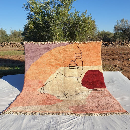 Kissmi | BENI OUARAIN MOROCCAN Area Rug Soft & Thick Pink for Living Room or Bedroom | Moroccan High Pile Rug Berber Authentic Wool | 10x8'2 Ft | 295x250 cm - OunizZ