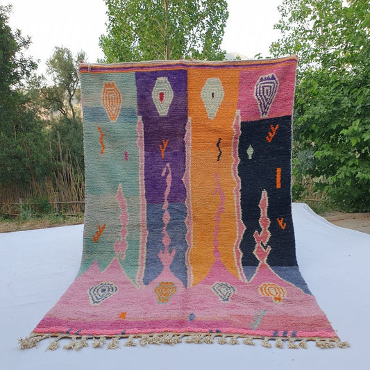 Kiwassa - MOROCCAN BOUJAAD RUG | Berber Colorful Area Rug for living room Handmade Authentic Wool | 10'3x6'5 Ft | 313x197 cm - OunizZ