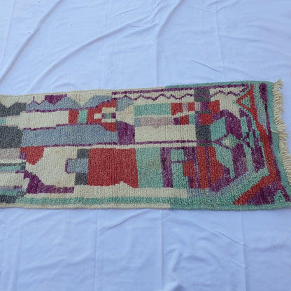 KOULI Runner | 11'4x2'5 Ft | 3,47x0,75 m | Moroccan Colorful Rug | 100% wool handmade - OunizZ