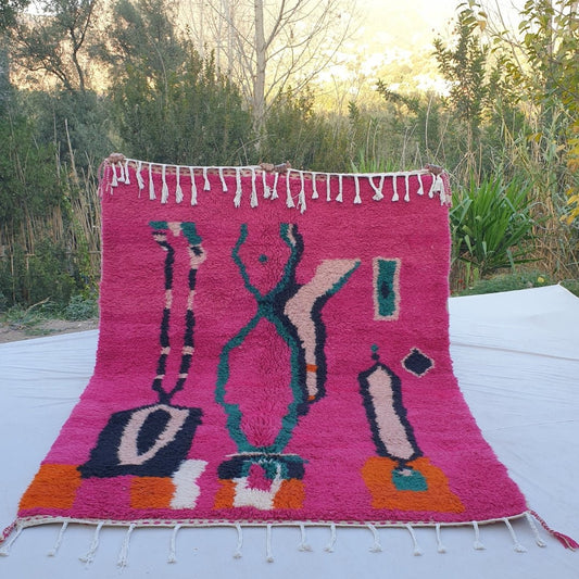 Lagssira - MOROCCAN RUG BOUJAD | Moroccan Berber Rug | Colorful Rug Moroccan Carpet | Authentic Handmade Berber Bedroom Rugs | 9'08x7 Ft | 277x213 cm - OunizZ