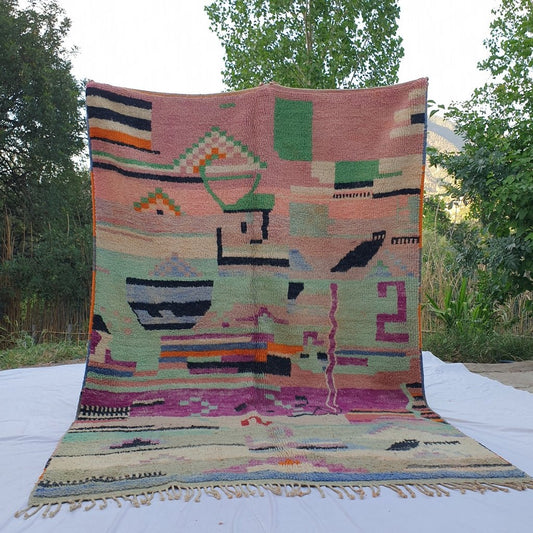 Lahna - MOROCCAN BOUJAAD RUG | Berber Colorful Area Rug for living room Handmade Authentic Wool | 9'6x6'7 Ft | 292x205 cm - OunizZ