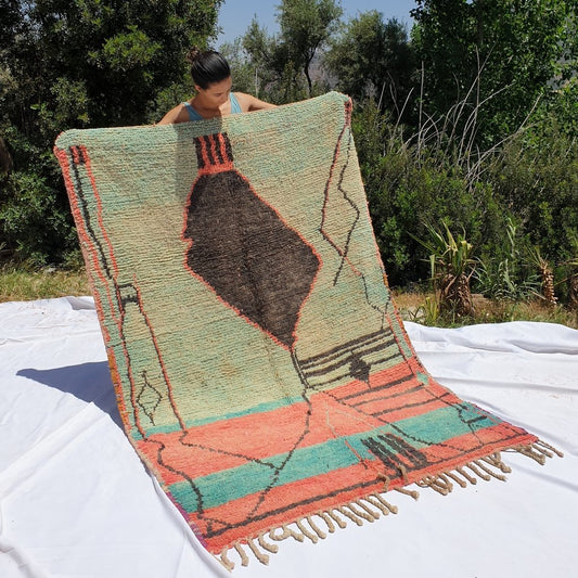 LAJAF | 7'1x4'9 Ft | 216x150 cm | Moroccan Colorful Rug | 100% wool handmade - OunizZ