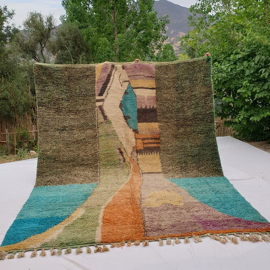 Lakin - MOROCCAN BOUJAAD RUG | Large Berber Colorful Area Rug for living room Handmade Authentic Wool | 12'5x9'7 Ft | 381x296 cm - OunizZ