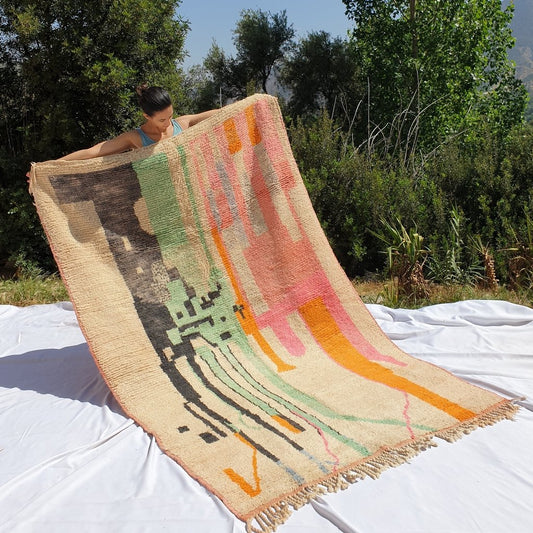 LAWHA | 8x5 Ft | 2,50x1,50 m | Moroccan Colorful Rug | 100% wool handmade - OunizZ