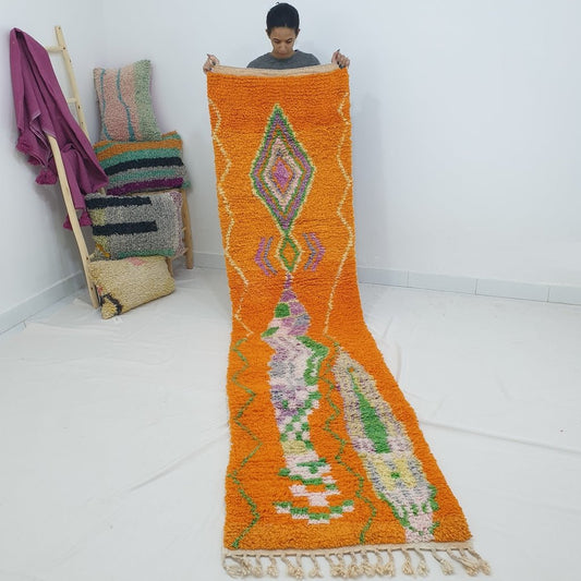 LIZO Runner | 10'1x2'5 Ft | 3,08x0,77 m | Moroccan Colorful Rug | 100% wool handmade - OunizZ