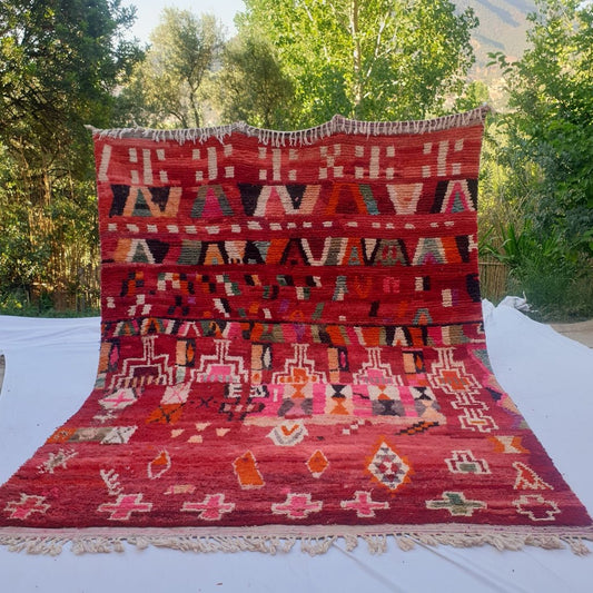Lowla - MOROCCAN BOUJAD RUG | Large Berber Colorful Area Rug for living room Handmade Authentic Wool | 13'6x9'7 Ft | 414x295 cm - OunizZ