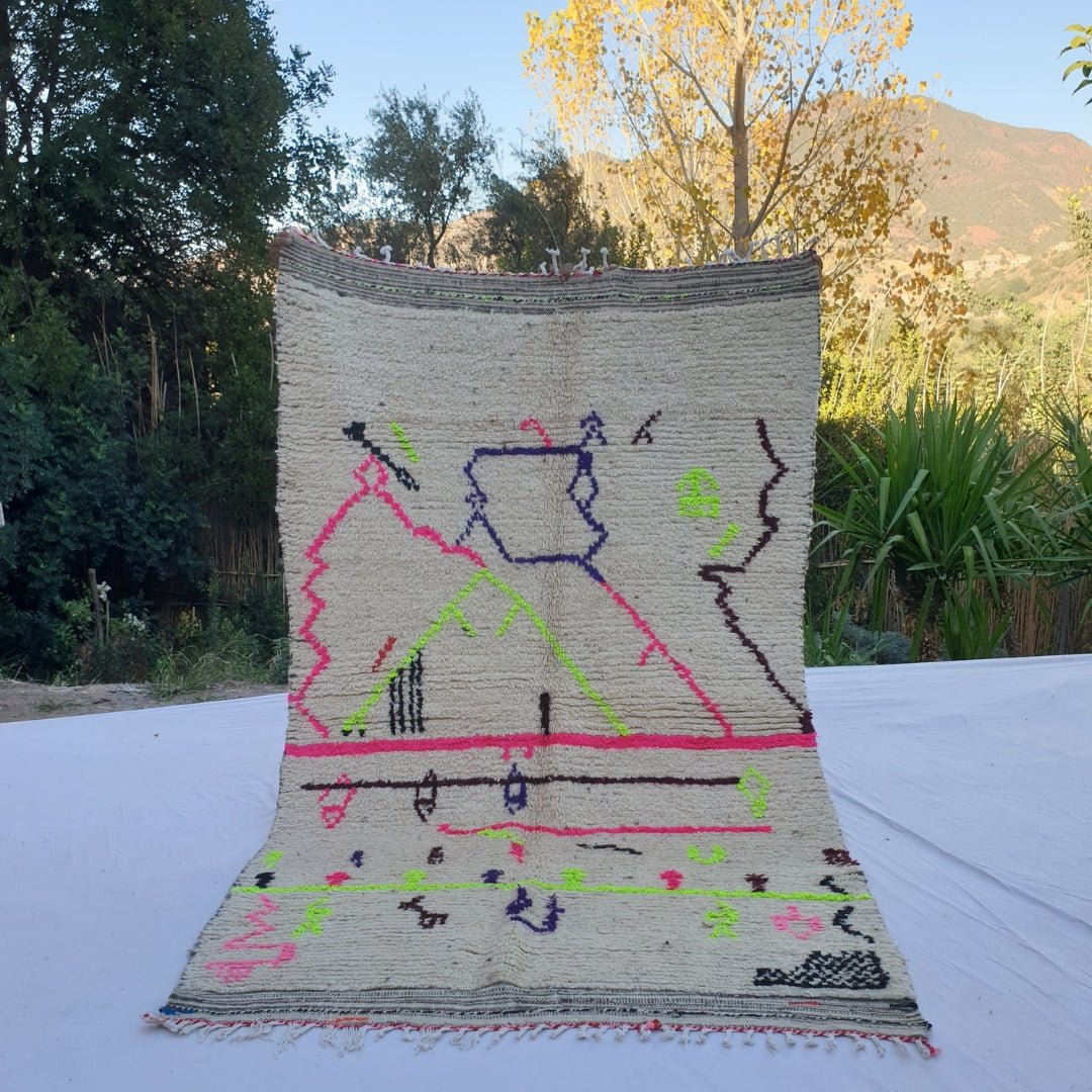 Lowla - Moroccan Rug Boujaad | Colorful Authentic Berber Handmade Bedroom Rug | 7'90x4'89 Ft | 2,41x1,49 m - OunizZ