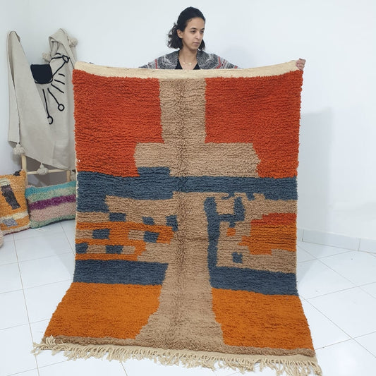MIBRY | 7x5 Ft | 214x150 cm | Moroccan Colorful Rug | 100% wool handmade - OunizZ