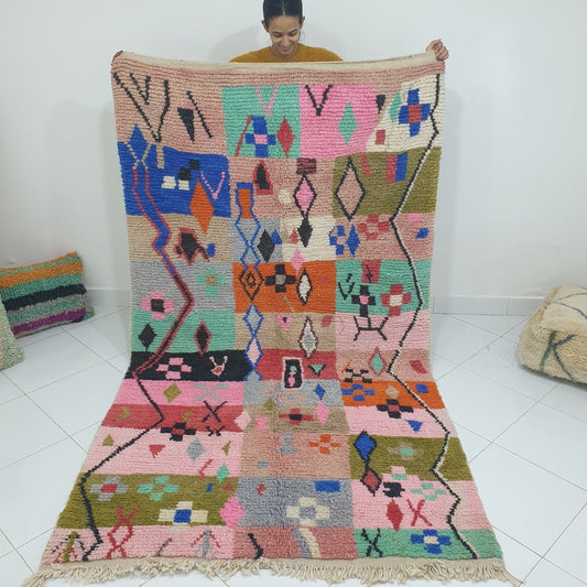 MIDOER | 8'5x4'8 Ft | 2,60x1,45 m | Moroccan Colorful Rug | 100% wool handmade - OunizZ