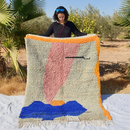 MINAWRA | 5'7x4'4 Ft | 175x130 cm | Moroccan Colorful Rug | 100% wool handmade - OunizZ