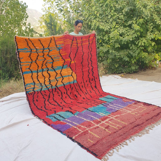 Mlafya - MOROCCAN BOUJAAD RUG | Berber Colorful Area Rug for living room Handmade Authentic Wool | 9'74x6'79 Ft | 297x207 cm - OunizZ