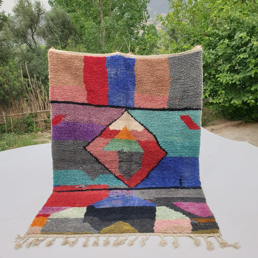 Mohali - MOROCCAN BOUJAAD RUG | Berber Colorful Area Rug for living room Handmade Authentic Wool | 9'2x6'8 Ft | 280x207 cm - OunizZ