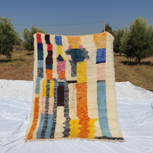 Moroccan Beni Ourain Rug | 7'6x5'3 Ft | 2,32x1,63 m | LWINAYA | 100% wool handmade - OunizZ