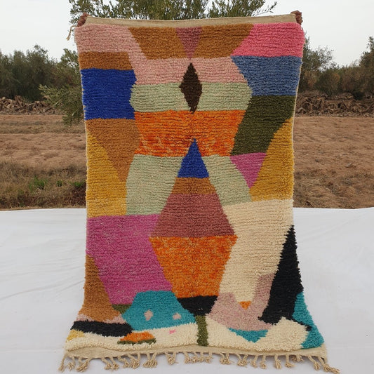 MOROCCAN BOUJAAD RUG | Moroccan Berber Rug | Colorful Rug Moroccan Carpet | Authentic Handmade Berber Bedroom Rug | 8'3x5 Ft | 2,52x1,52 m - OunizZ