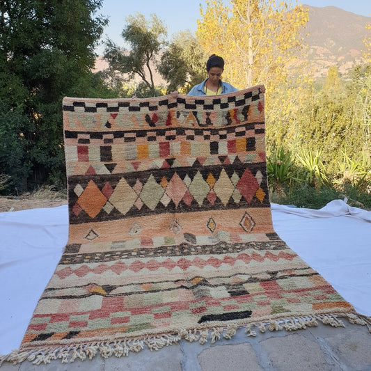 MOROCCAN BOUJAAD RUG | Moroccan Berber Rug | Colorful Rug Moroccan Carpet | Authentic Handmade Berber Bedroom Rug | 9'7x6'6 Ft | 3x2 m - OunizZ