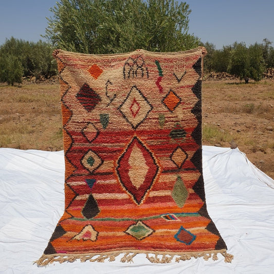 MOROCCAN BOUJAAD RUG | Moroccan Berber Rug | Colorful Rug Moroccan Carpet | Authentic Handmade Berber Bedroom Rugs | 8'5x5'1 Ft | 2,6x1,56 m - OunizZ