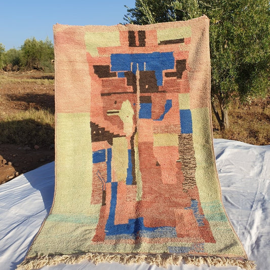 MOROCCAN BOUJAAD RUG | Moroccan Berber Rug | Colorful Rug Moroccan Carpet | Authentic Handmade Berber Bedroom Rugs | 8'8x5'7 Ft | 2,68x1,73 m - OunizZ
