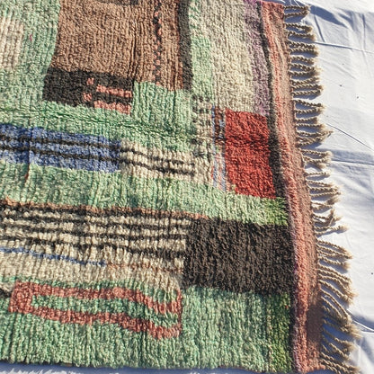 MOROCCAN BOUJAAD RUG | Moroccan Berber Rug | Colorful Rug Moroccan Carpet | Authentic Handmade Berber Bedroom Rugs | 8x5 Ft | 2,43x1,52 m - OunizZ