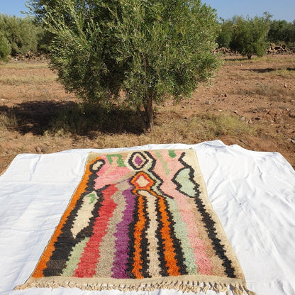 MOROCCAN BOUJAAD RUG | Moroccan Berber Rug | Colorful Rug Moroccan Carpet | Authentic Handmade Berber Bedroom Rugs | 8x5 Ft | 2,45x1,52 m - OunizZ