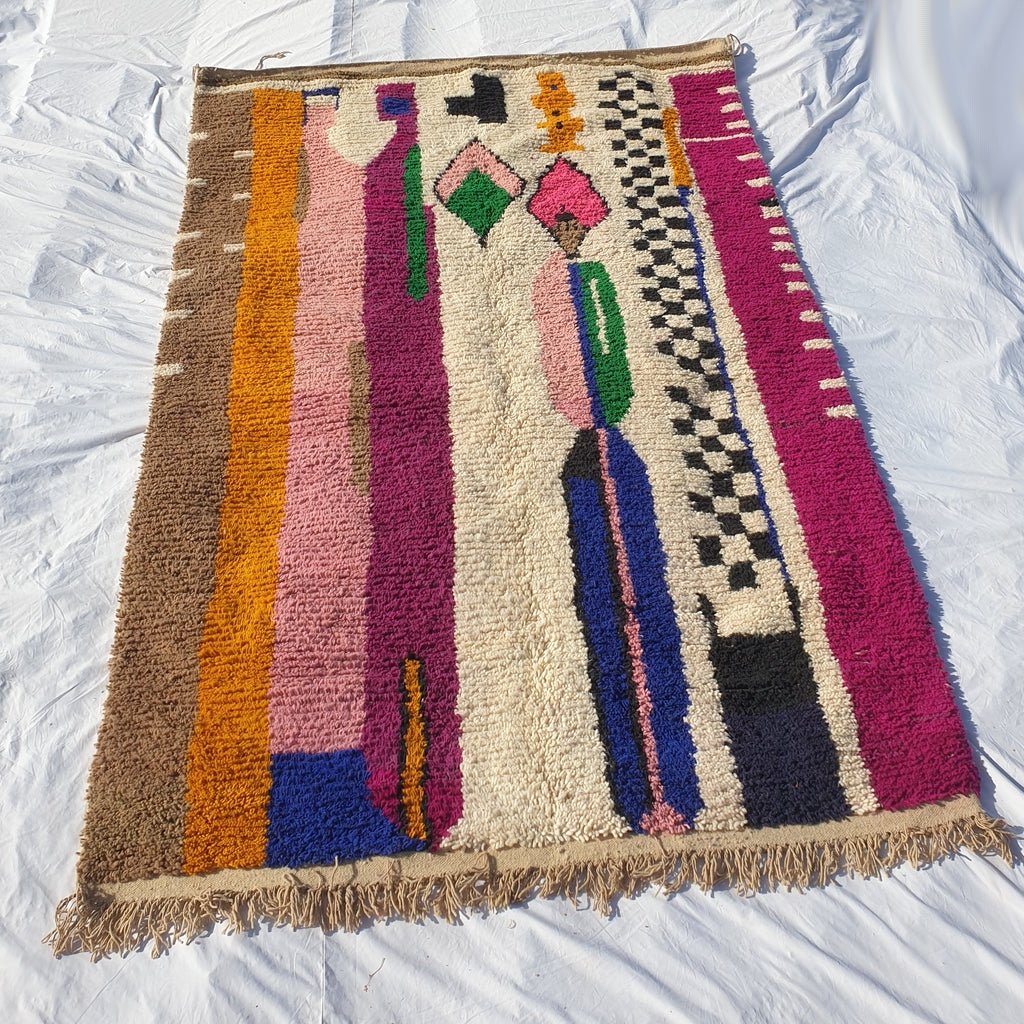 MOROCCAN BOUJAAD RUG | Moroccan Berber Rug | Colorful Rug Moroccan Carpet | Authentic Handmade Berber Bedroom Rugs | 9'8x6'6 Ft | 3x2 m - OunizZ