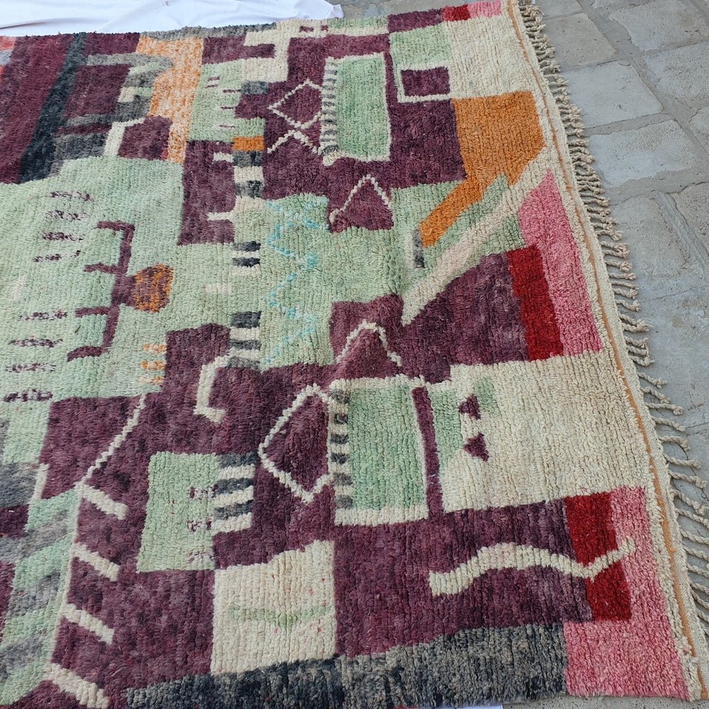 MOROCCAN BOUJAAD RUG | Moroccan Berber Rug | Colorful Rug Moroccan Carpet | Authentic Handmade Berber Living room Rug | 13'5x9'5 Ft | 4x3 m - OunizZ