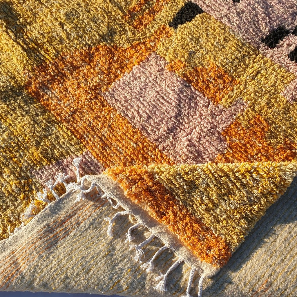 MOROCCAN BOUJAAD RUG | Moroccan Berber Rug | Orange & Yellow Moroccan Carpet | Authentic Berber Bedroom Rug | 10'3x7'4 Ft | 3,15x2,27 m - OunizZ