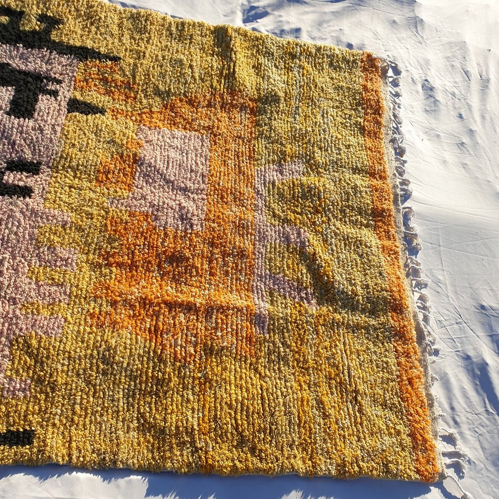 MOROCCAN BOUJAAD RUG | Moroccan Berber Rug | Orange & Yellow Moroccan Carpet | Authentic Berber Bedroom Rug | 10'3x7'4 Ft | 3,15x2,27 m - OunizZ