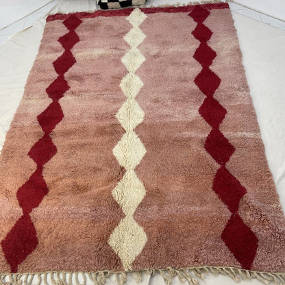 Moroccan Peach Beni Rug | BENIASSIF | 10 x 7'3 Ft | 3x2,21 m | 100% wool handmade - OunizZ