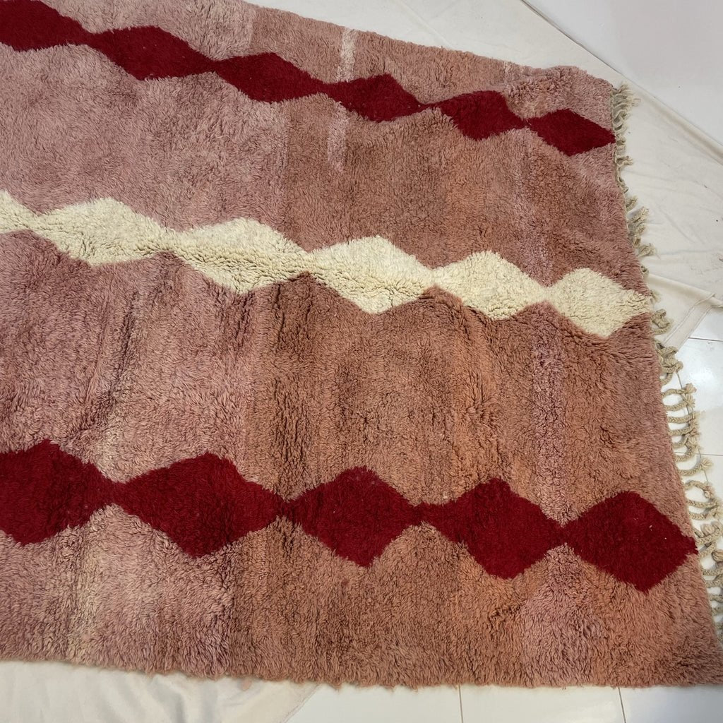 Moroccan Peach Beni Rug | BENIASSIF | 10 x 7'3 Ft | 3x2,21 m | 100% wool handmade - OunizZ