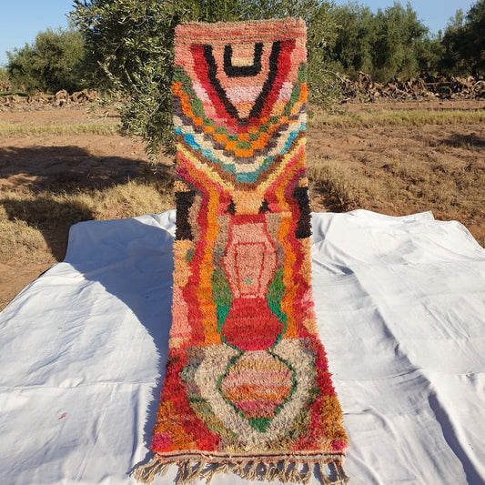 Moroccan Runner Rug | Authentic Boujaad Runner | Colorful Wool Rug | Berber Runner | Hallway Runner | 6'2 x 2'8 Ft | 188x86 cm - OunizZ