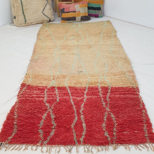 Moroccan VINTAGE Peach Rug | 8'1x4' Ft | 2,48x1,23 m | NESSAYA | 100% wool handmade - OunizZ