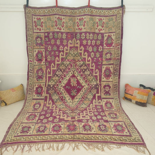 Moroccan VINTAGE Purple Rug | 10'4x6'7 Ft | 3,17x2,03 m | SIMAKA | 100% wool handmade - OunizZ