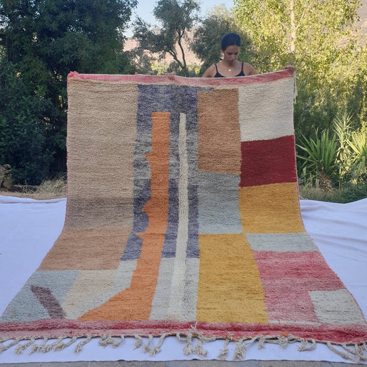 MOSSK | 9'5x6'7 Ft | 290x205 cm | Moroccan Colorful Rug | 100% wool handmade - OunizZ