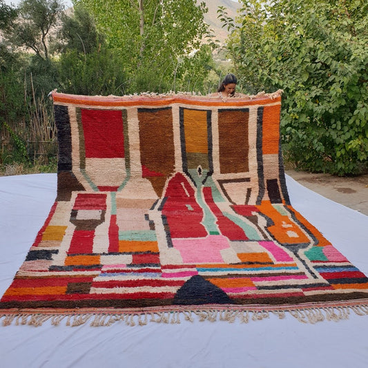 Narla | MOROCCAN RUG BOUJAD | Moroccan Berber Rug | Colorful Rug Moroccan Carpet | Authentic Handmade Berber Living room Rugs | 13'05x10'17 Ft | 398x310 cm - OunizZ