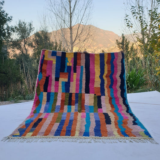 Natia - MOROCCAN RUG BOUJAD | Moroccan Berber Rug | Colorful Rug Moroccan Carpet | Authentic Handmade Berber Bedroom Rugs | 9'28x7'05 Ft | 283x215 cm - OunizZ