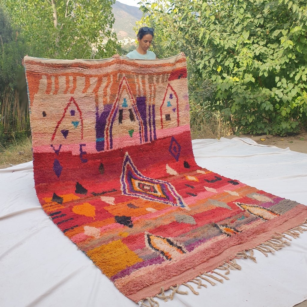 Nesaysa - MOROCCAN BOUJAAD RUG | Berber Colorful Area Rug for living room Handmade Authentic Wool | 10x6'56 Ft | 310x200 cm - OunizZ