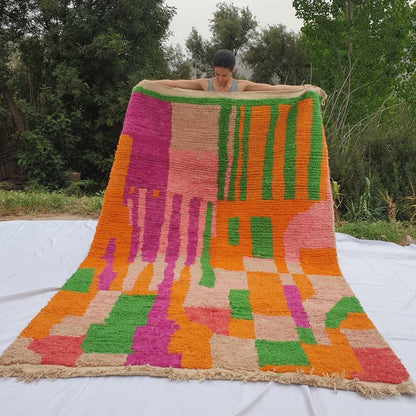 NETMEZRA | 10x6'5 Ft | 3x2 m | Moroccan Colorful Rug | 100% wool handmade - OunizZ