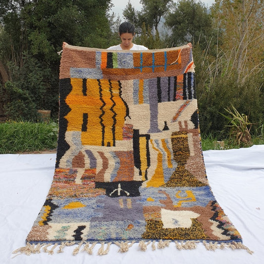 NGIWEL | 8x5 Ft | 2,5x1,5 m | Moroccan Colorful Rug | 100% wool handmade - OunizZ