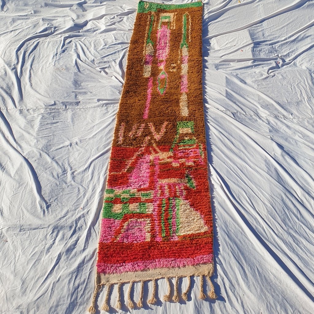 NOSSA Runner | 9'8x2'4 Ft | 3,00x0,74 m | Moroccan Colorful Rug | 100% wool handmade - OunizZ